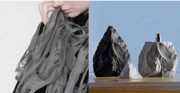 В создании образов сегодня не менее важны тактильные ощущения, запахи, звуки, их синтез, взаимодействие. Так появляются по-особому пахнущие платья, и упаковка для парфюма, по форме и на ощупь имитирующая камень. В создании образов сегодня не менее важны тактильные ощущения, запахи, звуки, их синтез, взаимодействие. Так появляются по-особому пахнущие платья, и упаковка для парфюма, по форме и на ощупь имитирующая камень.